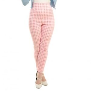 Collectif Pink Gingham Bonnie Cigarette Pants